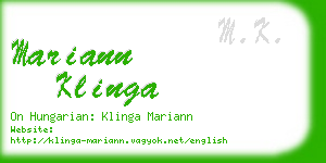 mariann klinga business card